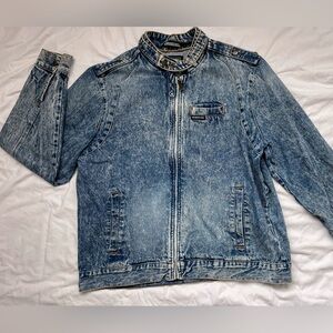 MEMBERS ONLY  DENIM ICONIC RACER JACKET MEDIUM WASH MEN XL